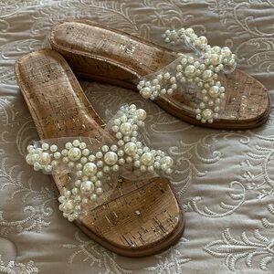 Anne Klein sandals with pearls 8.5
